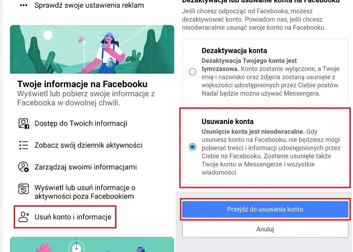 Jak dezaktywować konto na FB w aplikacji - szybki poradnik