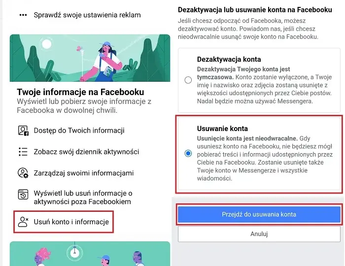 Jak dezaktywować konto na FB w aplikacji - szybki poradnik